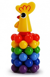 Пирамида-мини - Петушок с шариками, 20 см (Русский Стиль, 9248)